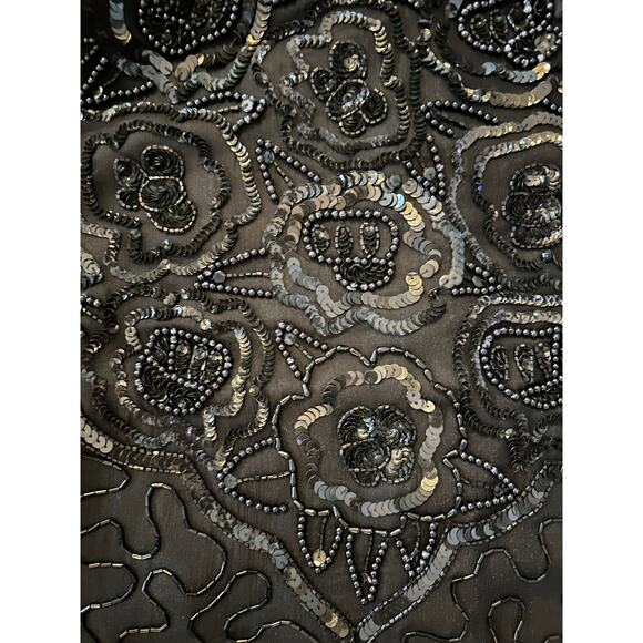 EUC Vintage 90’s Sweetlo Black Beaded Silk Dress Size XL Gatsby Romantic Holiday - Picture 10 of 14